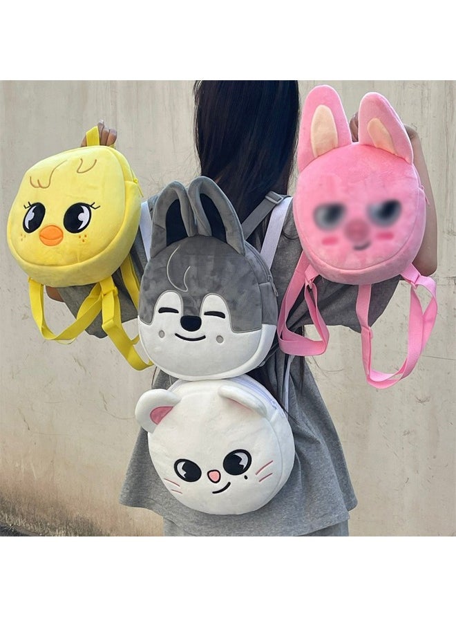 Straykids SKZOO Mini Cute Plush Backpack Schoolbag - Grey Wolfchan  - Image 2