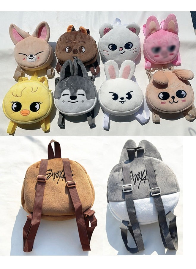 Straykids SKZOO Mini Cute Plush Backpack Schoolbag - Grey Wolfchan  - Image 4