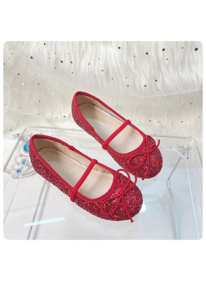 Girls' Princess Shoes Spring New Stage Performance Shoes With Dress Sequined Crystal Shoes Girls' Single Shoes Children's Leather Shoes