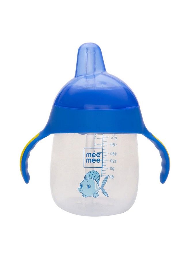 mee mee كوب شرب بقشة بمقبضين (بلاستيك أزرق) - Image 2