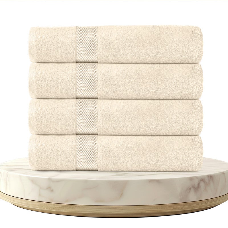 REST Bath Towel  Set of 4 Ivory Cotton Towel  70x140cm , 47x55 inch Luxury Hotel Towel Set Absorbent Durable Lightweight Washable Quick Dry Spa Quality Beach Pool Family Bath Towel. - Image 1