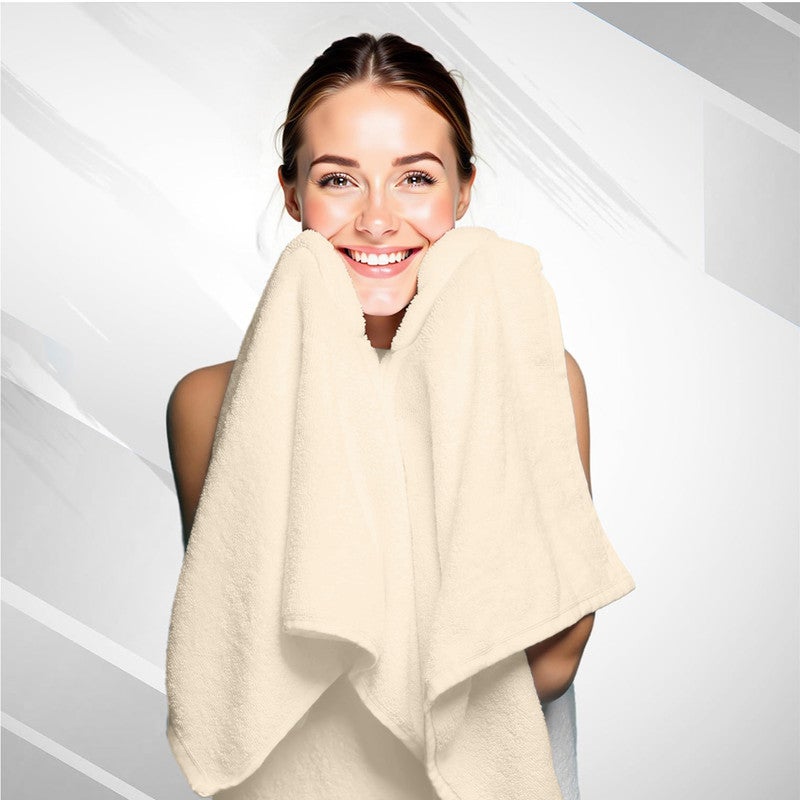 REST Bath Towel  Set of 4 Ivory Cotton Towel  70x140cm , 47x55 inch Luxury Hotel Towel Set Absorbent Durable Lightweight Washable Quick Dry Spa Quality Beach Pool Family Bath Towel. - Image 5
