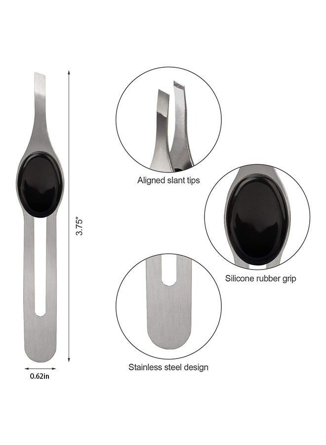 2 PCS Professional Stainless Steel Eyebrow Tweezers Non Slip Grip Tip Precision Pointed For Eyebrow Shaping Facial Body Hair Removal Blackhead Splinter Removal Beauty Tool - Image 2