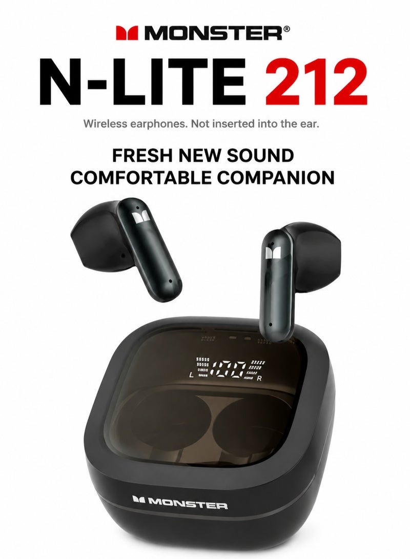 Monster N-Lite 212 Wireless Sports Bluetooth Headphones, 13mm Dynamic Bass, AI Noise Reduction HD Calls, Touch Control with Voice Assistant, IPX5 Waterproof, Up to 24H Battery Life - Image 1