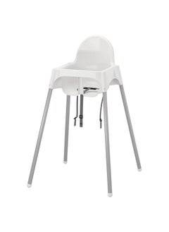 Generic Highchair with safety belt, white/silver-colour  - Image 1