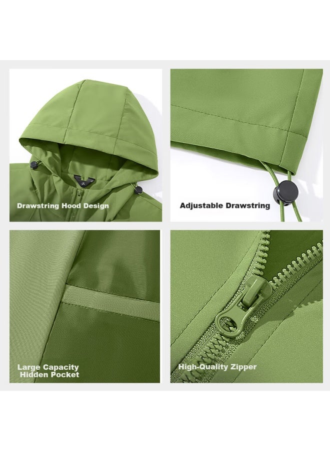 Tonlion Men's Spring Autumn Hooded Windproof Water-repellent Outdoor Commuter Casual Solid Color Jacket Student Coat - Image 2