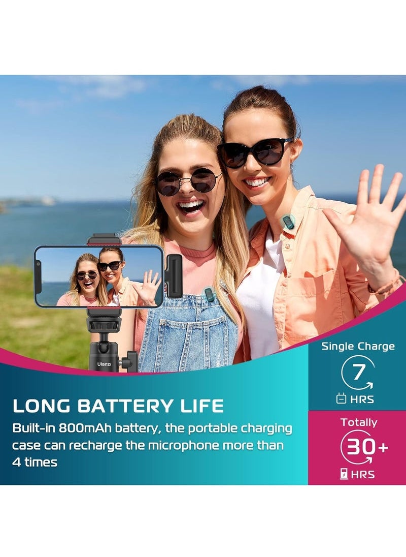 Ulanzi - J12 Wireless Lavalier Microphone for iPhone/Android/iPad, 2-in-1 Plug-Play Mic with Charging Case for Phone Video Recording, 65ft Transmission Range - Image 1