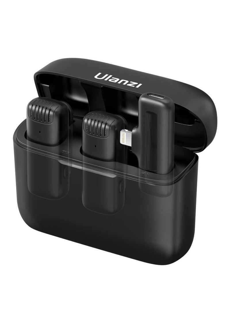 Ulanzi - J12 Wireless Lavalier Microphone for iPhone/Android/iPad, 2-in-1 Plug-Play Mic with Charging Case for Phone Video Recording, 65ft Transmission Range - Image 1