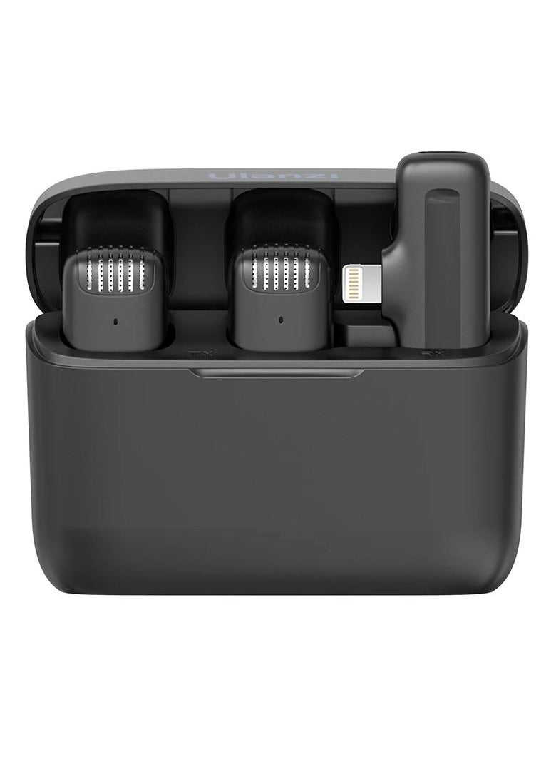 Ulanzi - J12 Wireless Lavalier Microphone for iPhone/Android/iPad, 2-in-1 Plug-Play Mic with Charging Case for Phone Video Recording, 65ft Transmission Range - Image 1