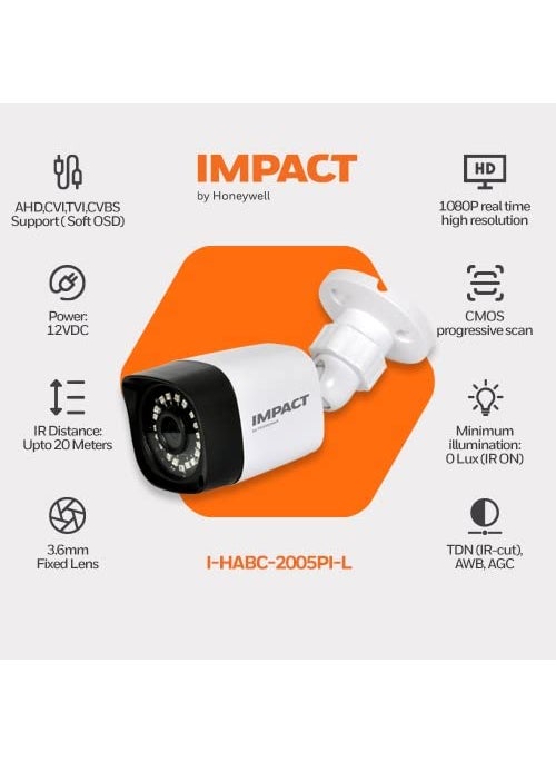 IMPACT BY HONEYWELL IMPACT BY HONEYWELL 2 MP Wired CCTV KIT with 8 Channel DVR I 4 Dome Cameras 4 Bullet Cameras I 1 TB Hard Disk Accessories I Made in India I White IMKIT8CH4_HI  - Image 3
