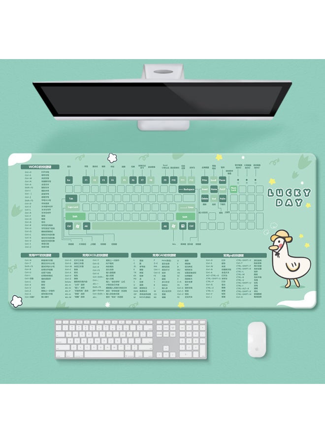 Mouse Mat Big Girl Computer Desk Mat Keyboard Hand Support Desk Surface Pad Wrist Desktop Extension Board-Color:400x900mm_5mm-Pattern:Straw Hat Duck