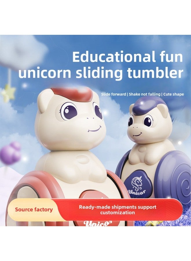Unicorn Sliding Tumbler Early Teaching Crawling Children Comfort Balance Inertia Car Educational Training Toy-Color: Unicorn Sliding Tumbler E-commerce Box  - Image 2