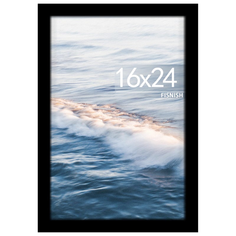 Fisnish 16x24 Picture Frame Classic Black 16 x 24 Poster Frame for Horizontal or Vertical Wall Mounting 1 Pack