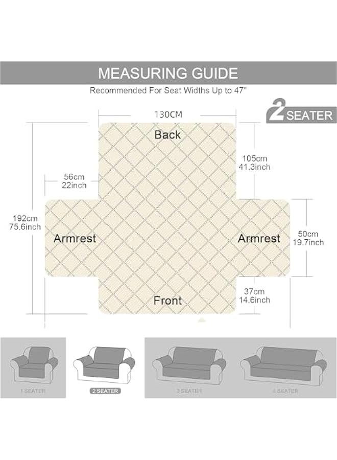 هوكور أغطية كراسي قابلة للغسل قابلة للغسل قابلة للغسل وطاردة للماء غطاء أريكة طارد للماء لغرفة المعيشة غطاء أريكة بمقعدين من الحيوانات الأليفة، مبطن سميك بنمط مربعات مع حزام مرن (رمادي، 130 × 196 سم) - Image 2