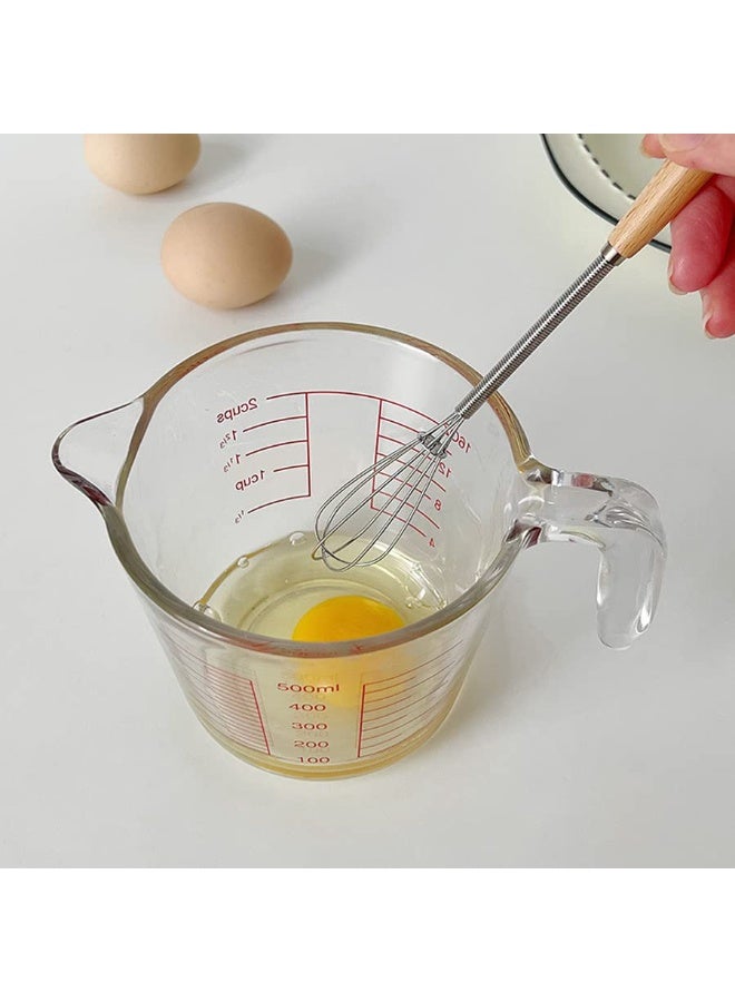 DOUGEI 3-Piece Stainless Steel Egg Whisk , Whisk Cooking Frother Egg Beater Tiny Whisk with Wood Handle 19.6cm for Whisking, Beating, Blending Ingredients, Mixing Sauces Pack - Image 4