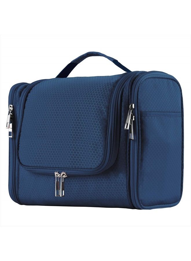 Buruis Extra Large Capacity Hanging Toiletry Bag for Men & Women, Portable Waterproof Bathroom Shower Bag, Lightweight Dopp kit Shaving Bag, Sturdy Metal Hook Organizer Makeup Bag (Blue) - Image 1