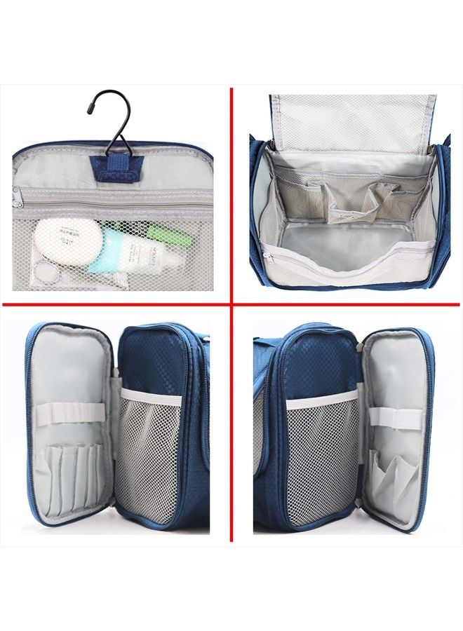 Buruis Extra Large Capacity Hanging Toiletry Bag for Men & Women, Portable Waterproof Bathroom Shower Bag, Lightweight Dopp kit Shaving Bag, Sturdy Metal Hook Organizer Makeup Bag (Blue) - Image 4