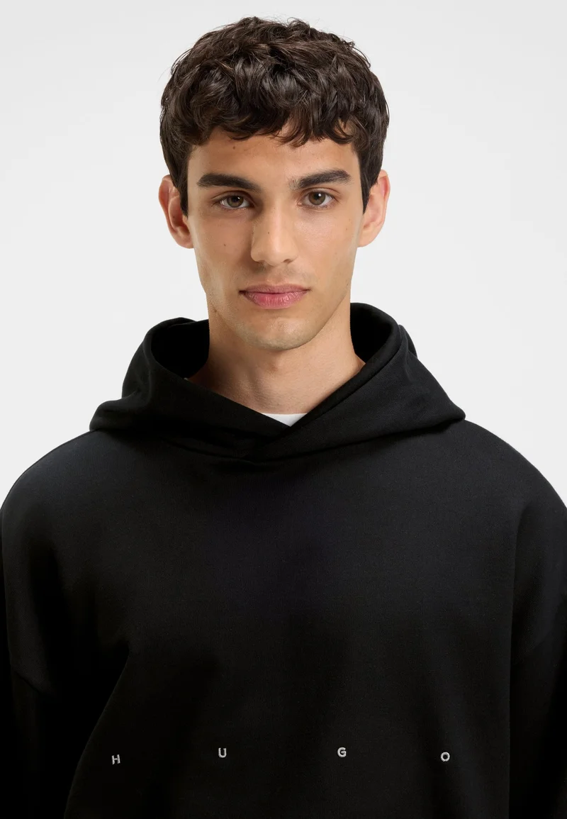 HUGO Black HUGO x apoh oversized-fit hoodie in cotton terry with ballerina artwork for Men | Best Price UAE