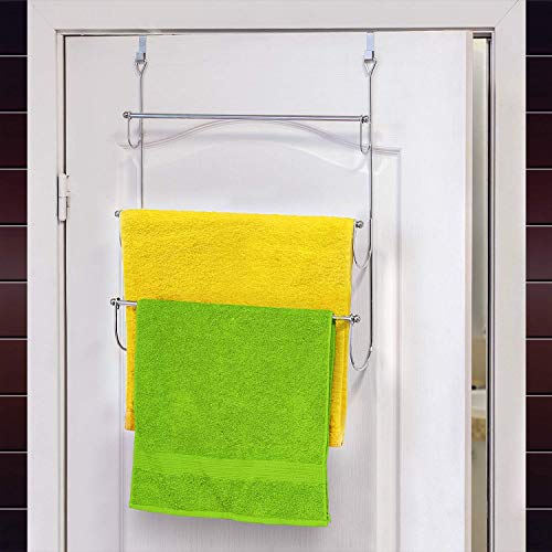 INDIAN DECOR 31011 Above Over Door 3-Tier Towel Rack with 2 Hooks Chrome Plated Steel 49L X 10.6 W 54 H cm - Image 3
