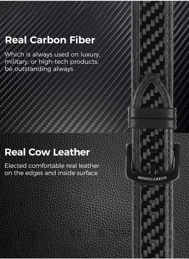 MONOCARBON Real Carbon Fiber Band for Apple Watch Ultra (49mm), Series 8/7 (45mm), Series SE2/6/SE/5/4 (44mm) and Series 3/2/1 (42mm) Strap - Glossy Black  - Image 2