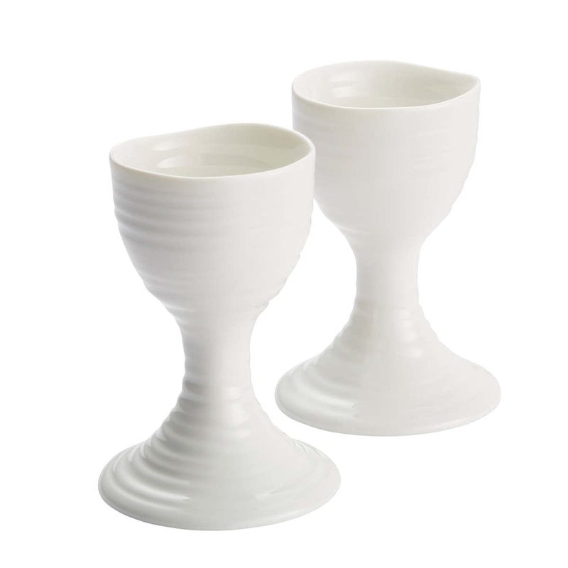 Portmeirion Portmeirion Sophie Conran 35 White Egg Cups  Set of 2 Egg Holders for Breakfast Brunch  Egg Cups for Soft and HardBoiled Eggs  Made from Fine Porcelain 