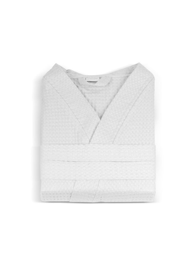 Hotel Linen Klub Cotton Unisex Waffle BathRobe Hotel Quality, Lightweight, Quick-Dry Robe with Belt & Pockets, Free Size - Perfect for Home, Spa, Sauna, and Gift Use, White - Image 1