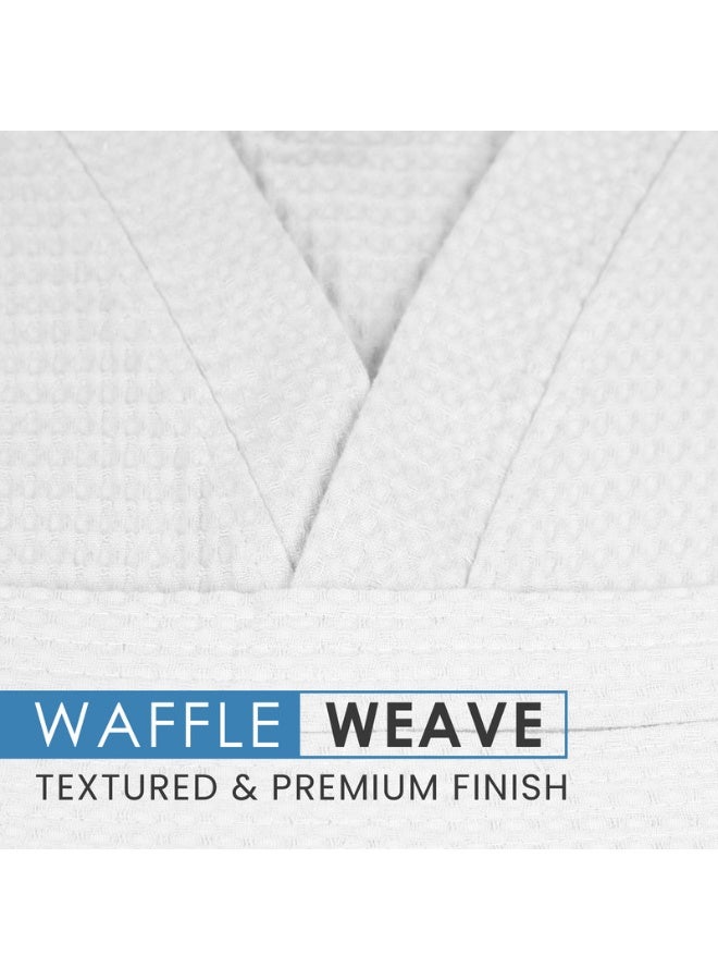 Hotel Linen Klub Cotton Unisex Waffle BathRobe Hotel Quality, Lightweight, Quick-Dry Robe with Belt & Pockets, Free Size - Perfect for Home, Spa, Sauna, and Gift Use, White - Image 2