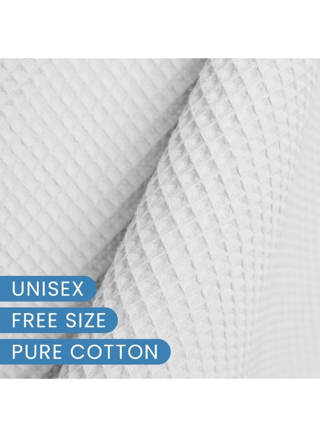 Hotel Linen Klub Cotton Unisex Waffle BathRobe Hotel Quality, Lightweight, Quick-Dry Robe with Belt & Pockets, Free Size - Perfect for Home, Spa, Sauna, and Gift Use, White - Image 4