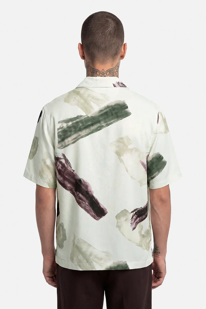 سنيتش Mint Abstract Half Sleeve Oversized Shirt