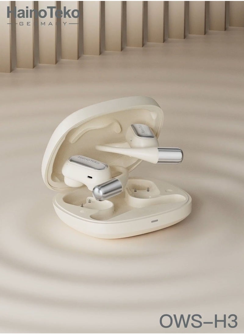 Haino Teko - HT-OWSH3 OpenFit Bluetooth Earphones With High Quality Sound Super Clear Mic and Touch Controls White - Image 1