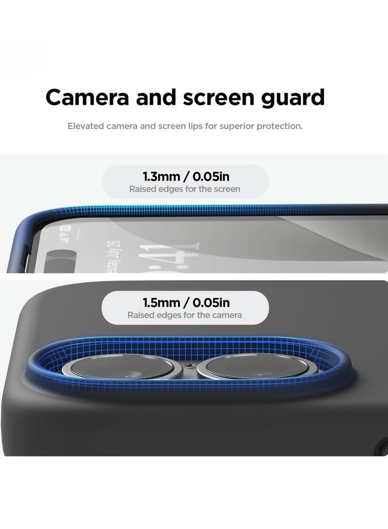 إلترازون Liquid Silicone iPhone 16 Plus Case Cover - Full Body Protection, Shockproof, Slim, Anti-Scratch, Soft Microfiber Lining (Black) - Image 4