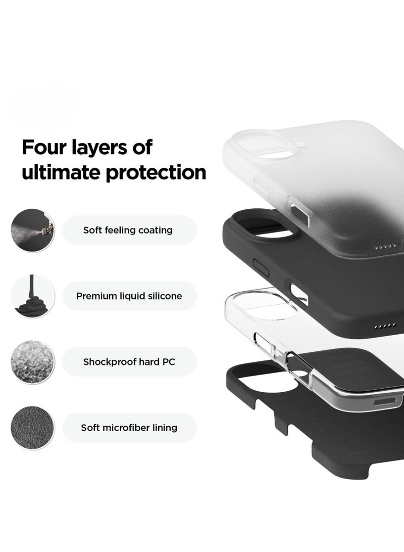 إلترازون Liquid Silicone iPhone 16 Plus Case Cover - Full Body Protection, Shockproof, Slim, Anti-Scratch, Soft Microfiber Lining (Black) - Image 3