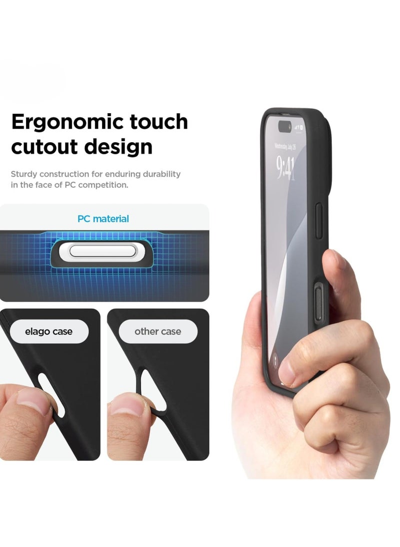 إلترازون Liquid Silicone iPhone 16 Plus Case Cover - Full Body Protection, Shockproof, Slim, Anti-Scratch, Soft Microfiber Lining (Black) - Image 5