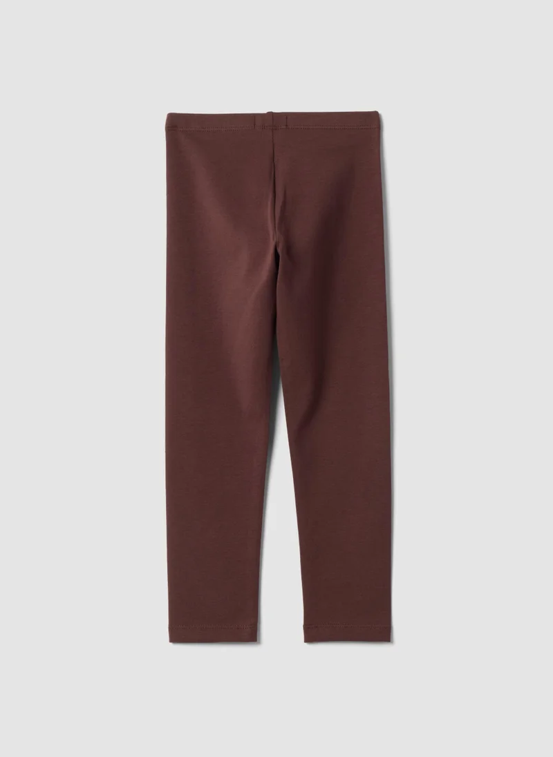 او في اس OVS Brown skinny-fit stretch cotton leggings