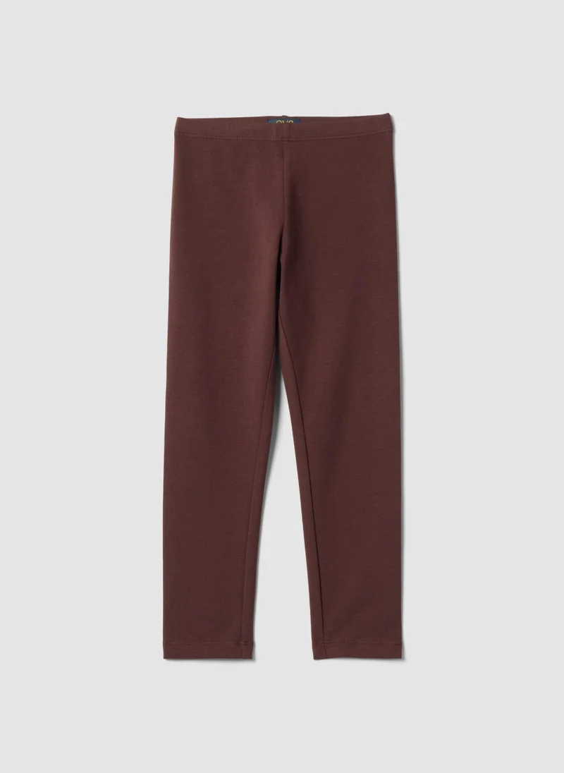 او في اس OVS Brown skinny-fit stretch cotton leggings