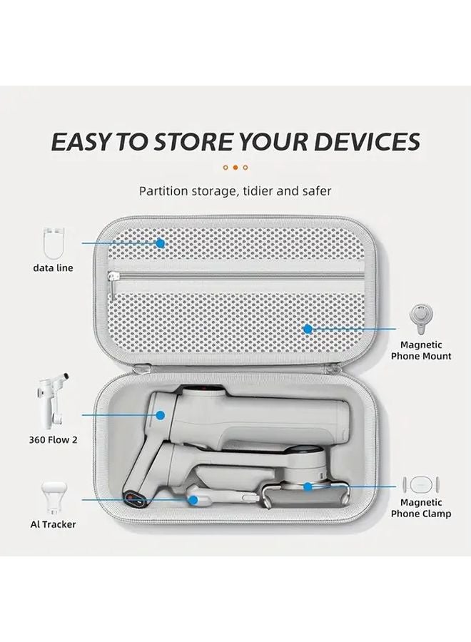 Grey Hard Shell Protective Case For Insta360 Flow2 Gimbal Stabilizer - Image 4