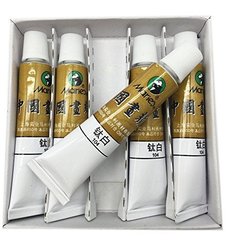 Easyou Marie's Big Size Chinese Painting Color Tubes Watercolor Drawing 12ml*5pcs Titanium White - Image 1