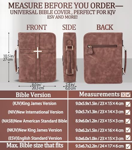 HFLZBRO Vegan Leather Bible Cover Case, Bible Bag with Phone Pocket, Bible Case for Men Women, Christian Gift Box Packaging (Brown) - Image 3