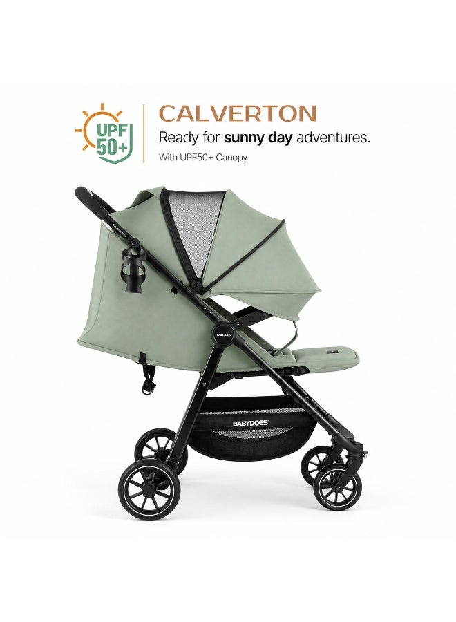Babydoes Calverton - One-Hand Folding Baby Stroller, 5-Point Harness, Adjustable Backrest & Footrest, 0 to 3 Y (22 kg), Green - Image 3