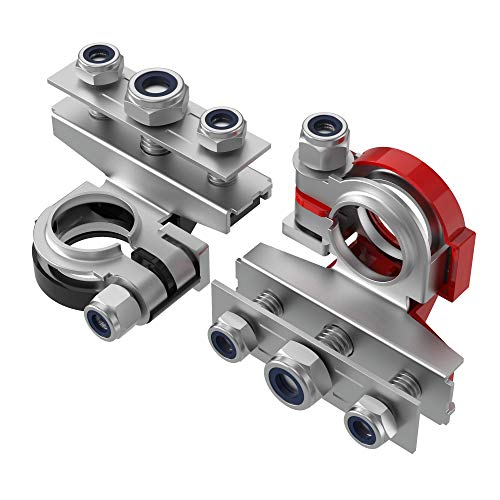 HUSUKU 2pcs 12V Automotive Top Post Car 3 Way Battery Wire Cable Terminals Clamp Connectors Kit Positive and Negative Set Red & Black - Image 4