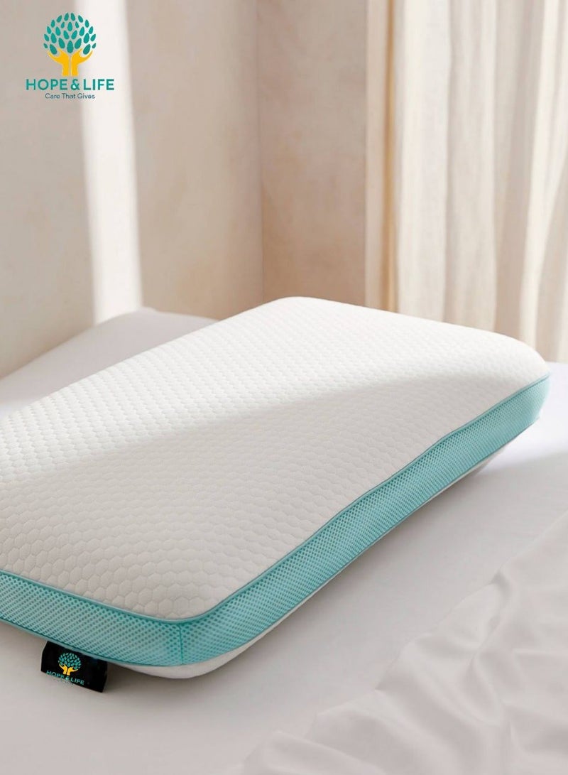 Hope And Life Medical Memory Foam Pillow With Gel For Treating Neck And Shoulder Pain, Anti-Microbial And Anti-Allergic 25*24 cm- 60*40*13 cm - Image 4