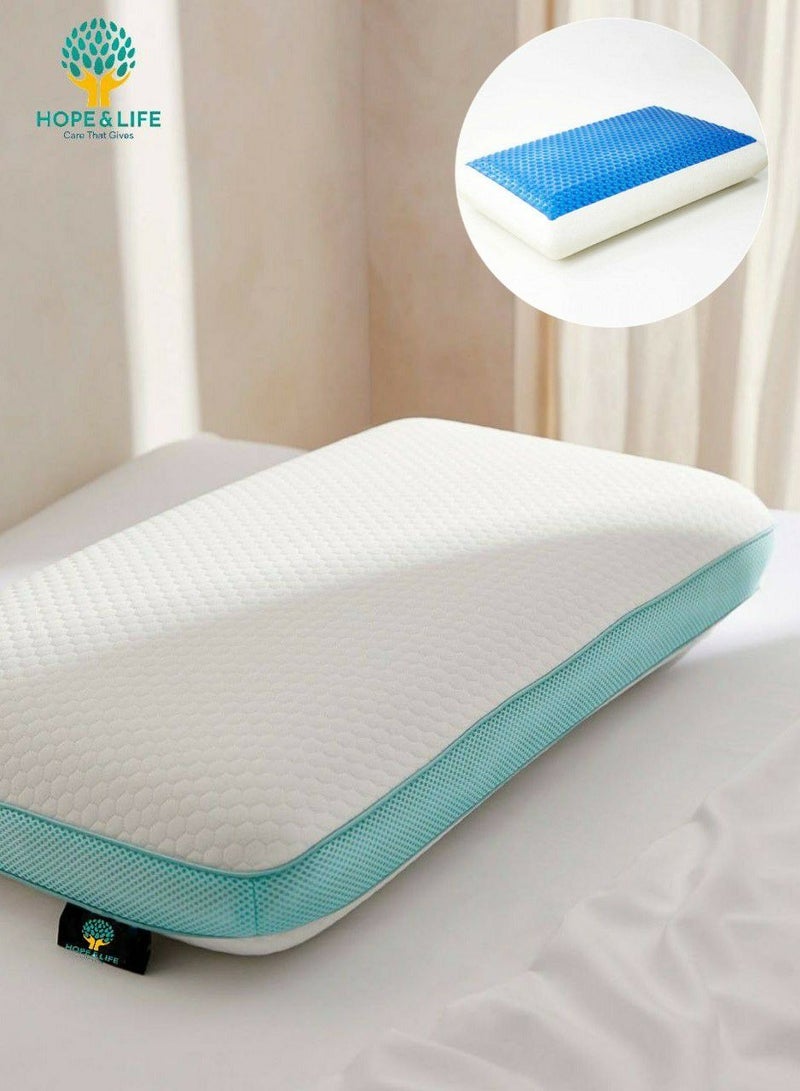 Hope And Life Medical Memory Foam Pillow With Gel For Treating Neck And Shoulder Pain, Anti-Microbial And Anti-Allergic 25*24 cm- 60*40*13 cm - Image 1