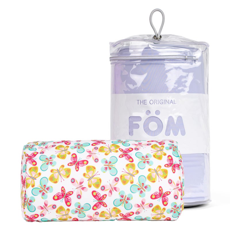 Brookstone Squishy FOM Cushion Pillow - The Original Stretchy, Comfy, Colorful Pillow for Neck, Lumbar Support, and Bed - for Sleeping, Car, Travel, Small, Butterflies, 12 x 7 Inches - Image 1