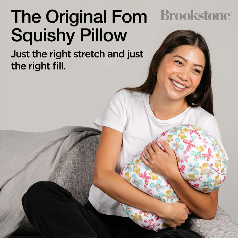 Brookstone Squishy FOM Cushion Pillow - The Original Stretchy, Comfy, Colorful Pillow for Neck, Lumbar Support, and Bed - for Sleeping, Car, Travel, Small, Butterflies, 12 x 7 Inches - Image 2