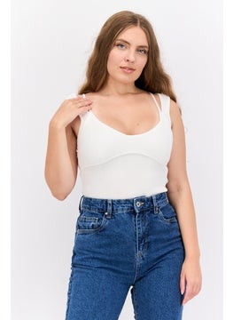 Missguided Women Textured Sleeveless Bodysuit, White  - Image 1