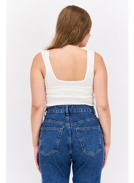 Missguided Women Textured Sleeveless Bodysuit, White  - Image 3