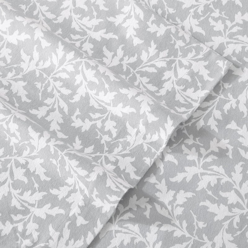 Laura Ashley - Flannel Sheets Twin Size, Anti-Pilling & Wrinkle Resistant Cotton, Touchably Soft for All-Season Comfort - Bed Sheets with Matching Pillowcase & Fitted Sheet (Crestwood Pastel Grey) - Image 5