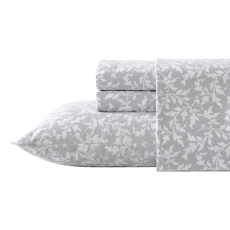 Laura Ashley - Flannel Sheets Twin Size, Anti-Pilling & Wrinkle Resistant Cotton, Touchably Soft for All-Season Comfort - Bed Sheets with Matching Pillowcase & Fitted Sheet (Crestwood Pastel Grey) - Image 2
