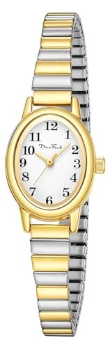 Diaofendi Petite Women's Easy Reader Watch, Analog Women Watch with Stainless Steel Expansion Band, Water Resistant (Two-Tone, M(5.9"-7.5")) - Image 1