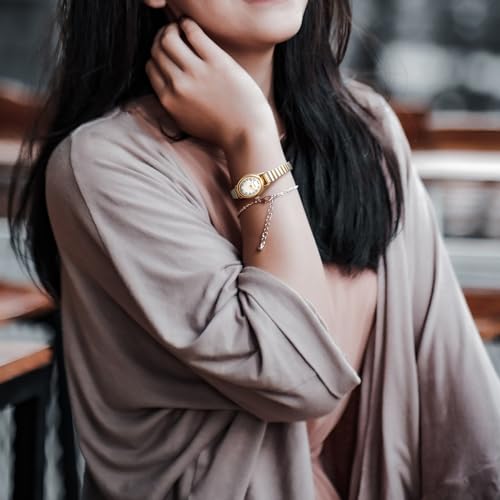 Diaofendi Petite Women's Easy Reader Watch, Analog Women Watch with Stainless Steel Expansion Band, Water Resistant (Two-Tone, M(5.9"-7.5")) - Image 5